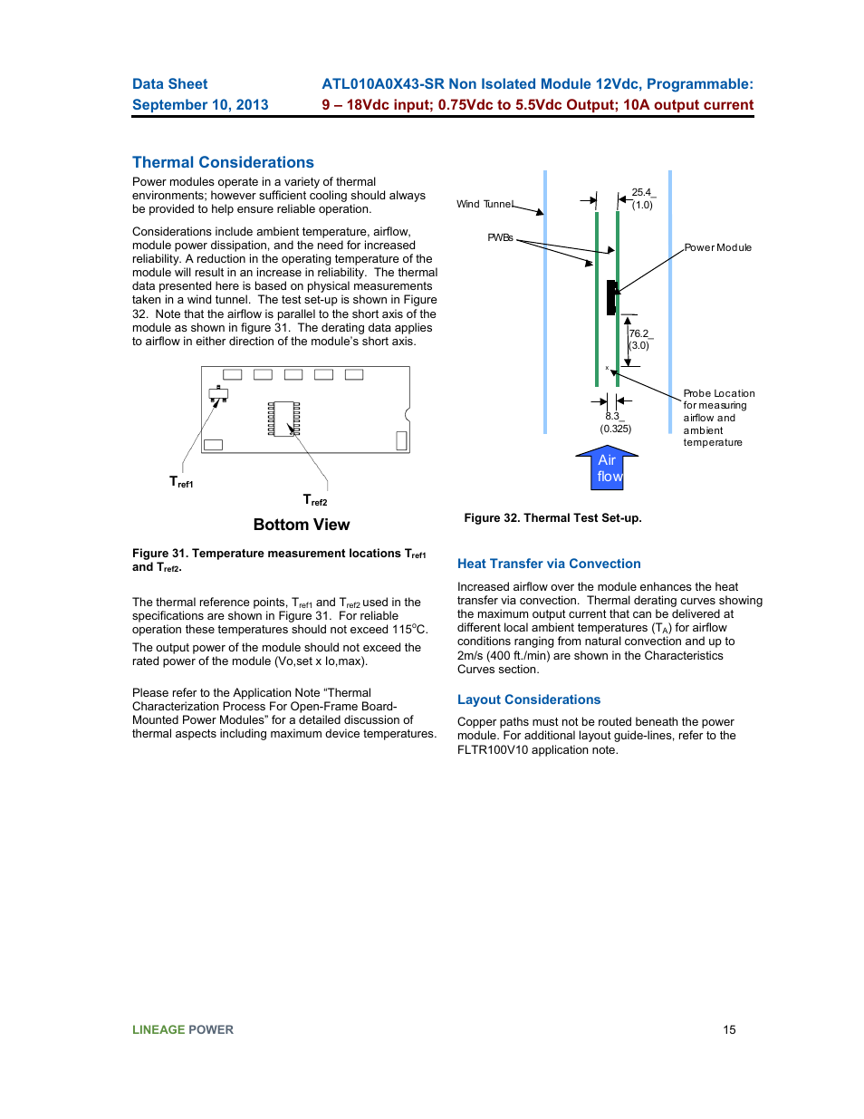 Bottom view, Thermal considerations | GE Industrial Solutions ATL010A0X43-SR User Manual | Page 15 / 21