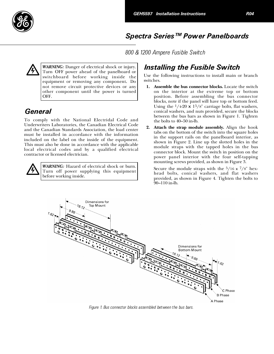 GE Industrial Solutions Spectra Series Power Panelboards 800 & 1200 Ampere Fusible Switch User Manual | 2 pages