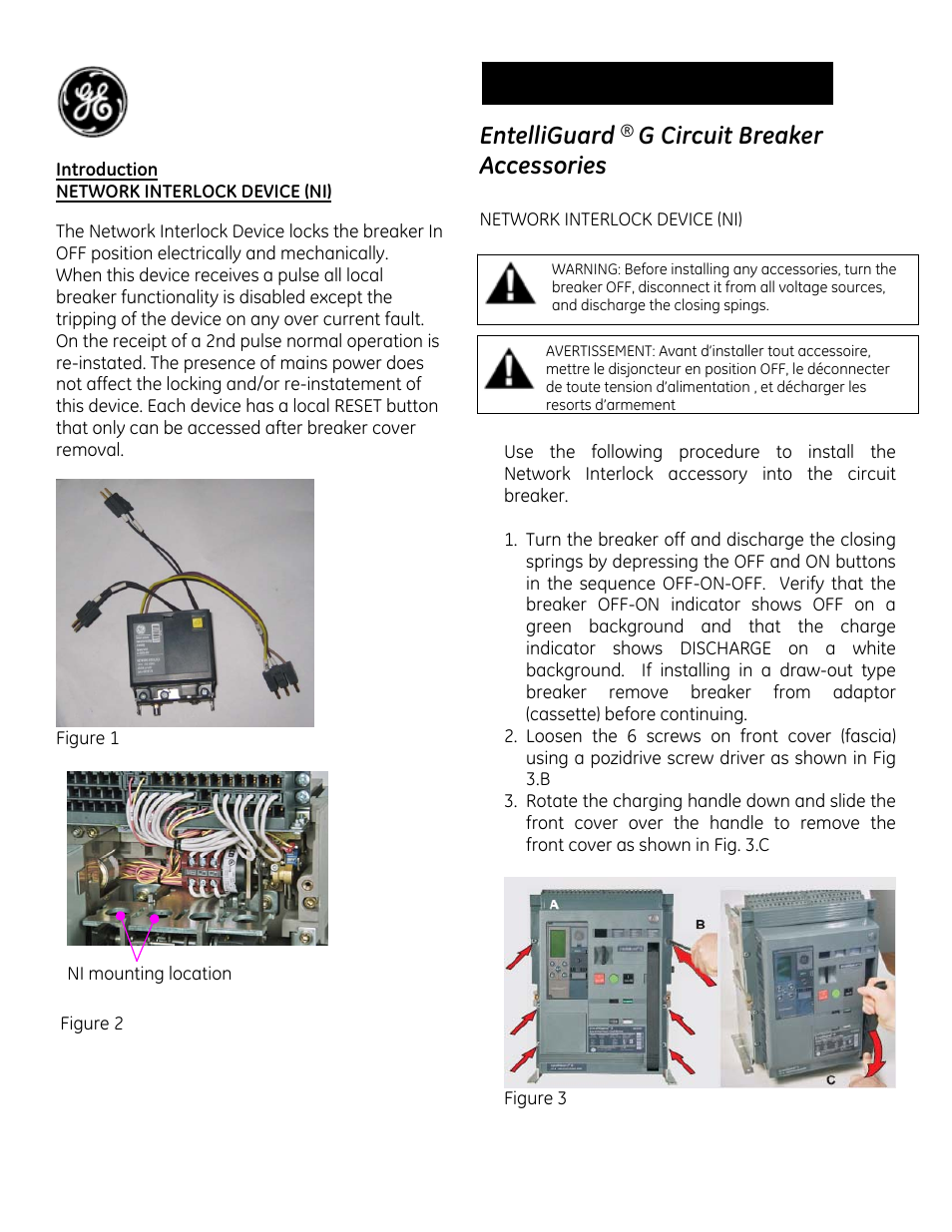 GE Industrial Solutions EntelliGuard G NETWORK INTERLOCK DEVICE User Manual | 3 pages