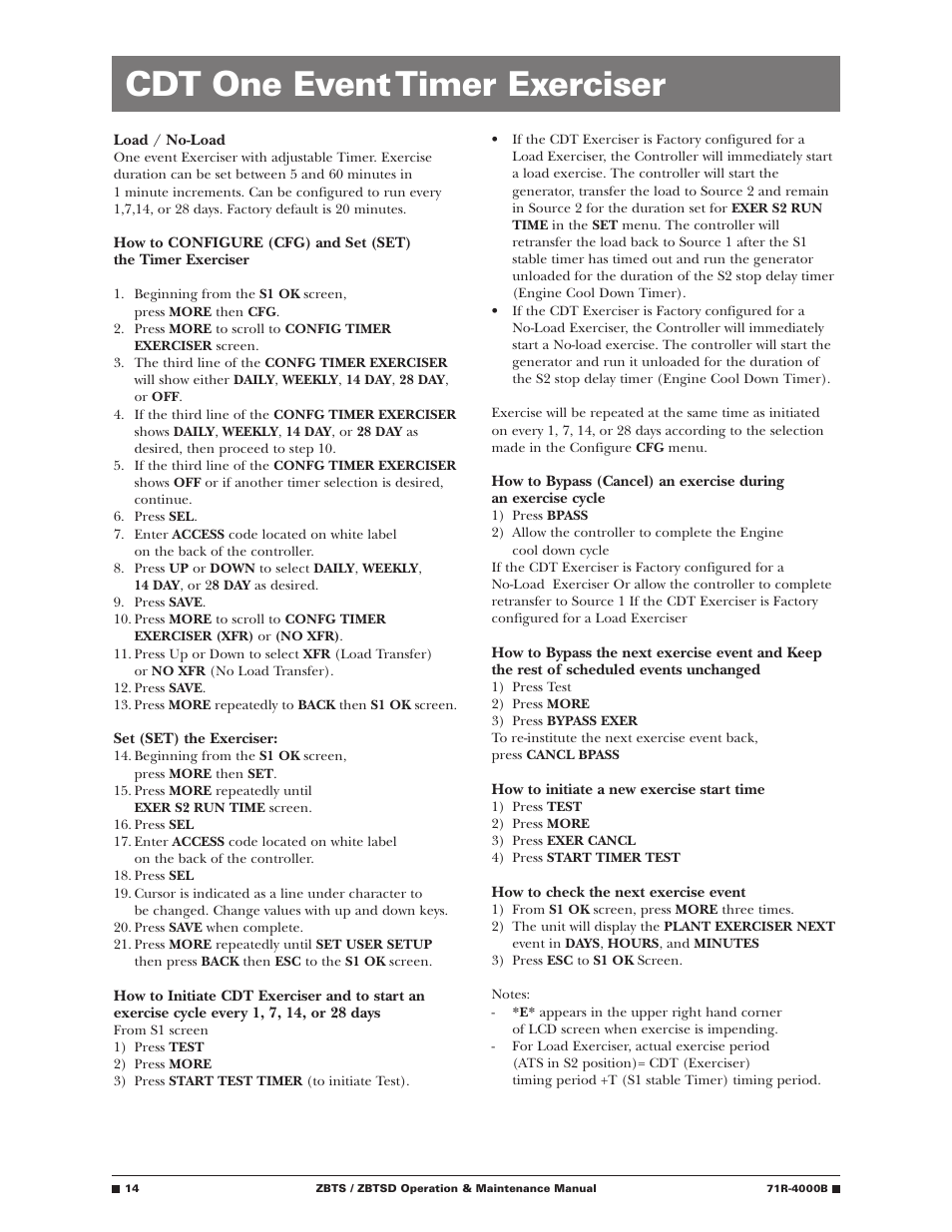 Cdt one event timer exerciser | GE Industrial Solutions ZBTSD Series User Manual | Page 16 / 36
