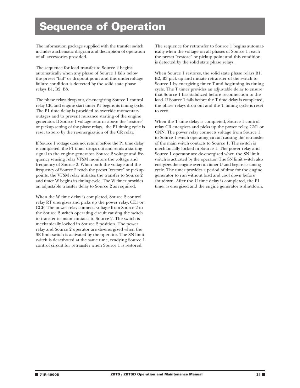 Sequence of operation | GE Industrial Solutions ZBTSD Series User Manual | Page 33 / 36