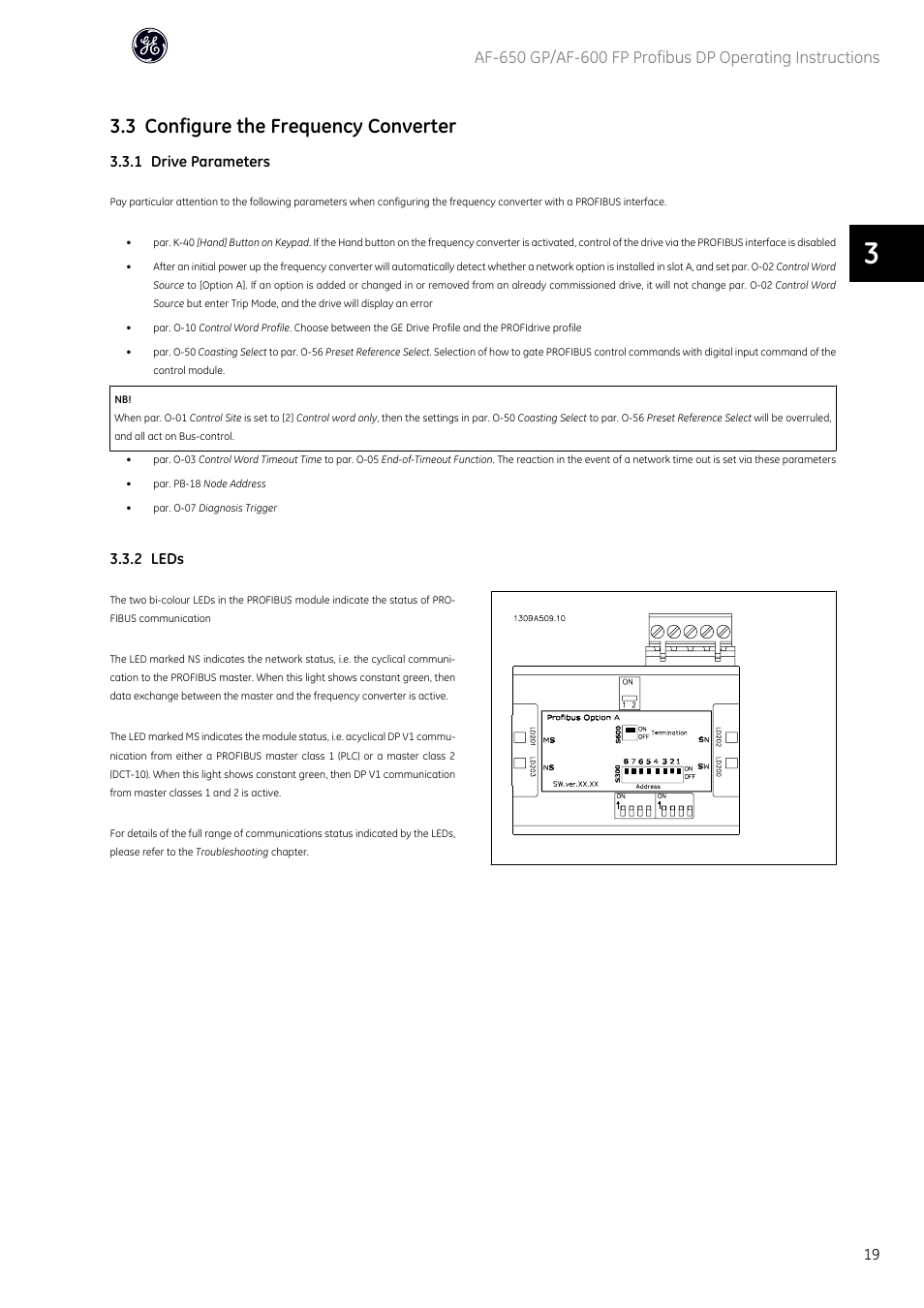 3 configure the frequency converter | GE Industrial Solutions AF-600 FP Profibus DP User Manual | Page 20 / 91