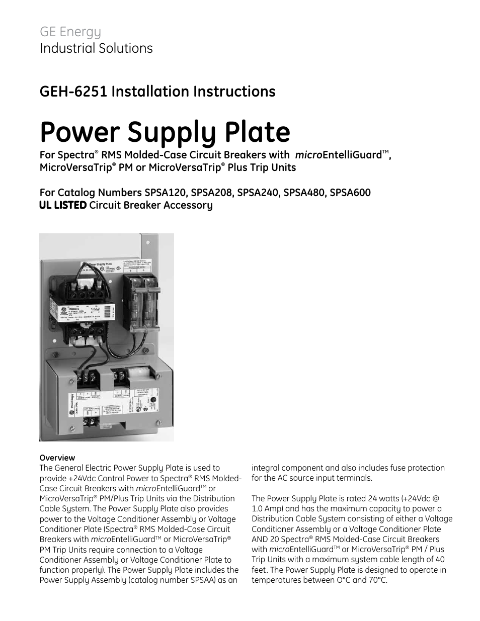 GE Industrial Solutions SPSA600 User Manual | 12 pages