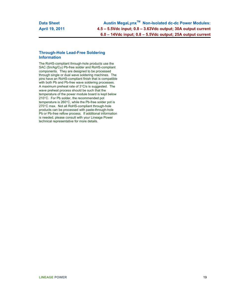 GE Industrial Solutions Austin MegaLynx User Manual | Page 19 / 20