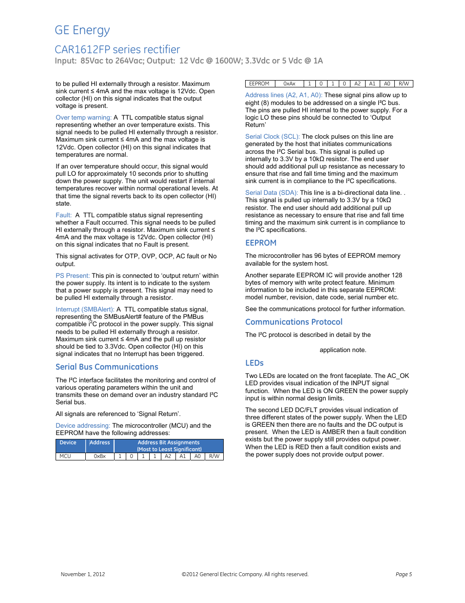 Ge energy, Car1612fp series rectifier | GE Industrial Solutions CAR1612FP series User Manual | Page 5 / 7