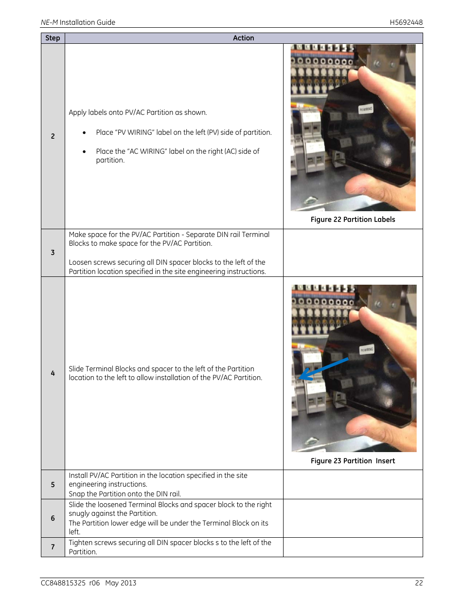 Figure 22 partition labels, Figure 23 partition insert | GE Industrial Solutions H5692448 Power Systems Infinity M1 (NE-M) User Manual | Page 22 / 76
