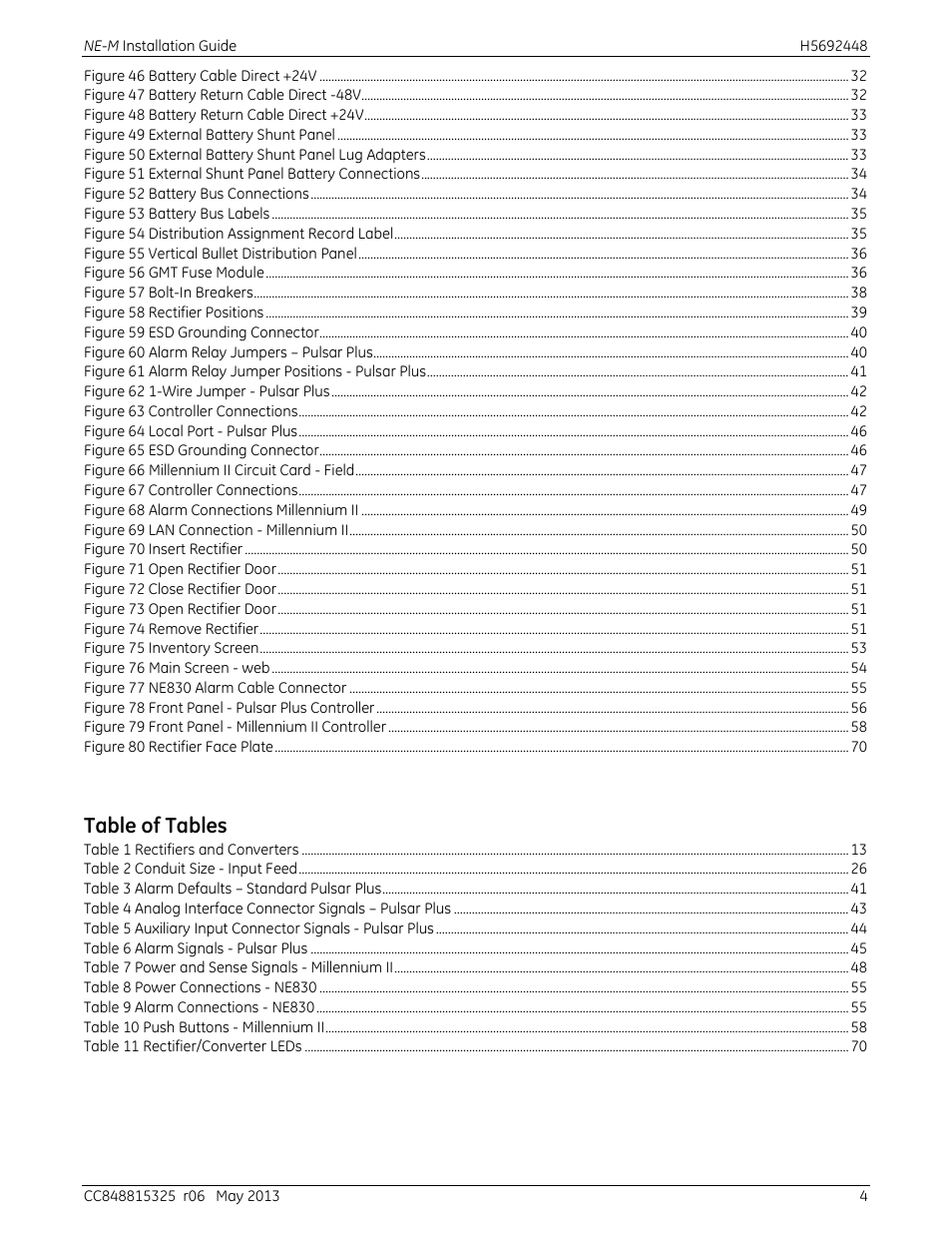 Table of tables | GE Industrial Solutions H5692448 Power Systems Infinity M1 (NE-M) User Manual | Page 4 / 76