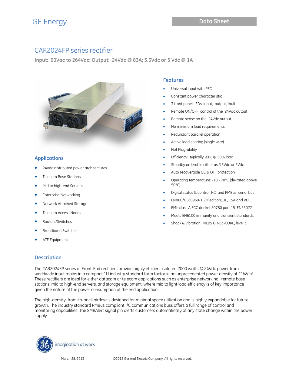 GE Industrial Solutions CAR2024FP series User Manual | 7 pages