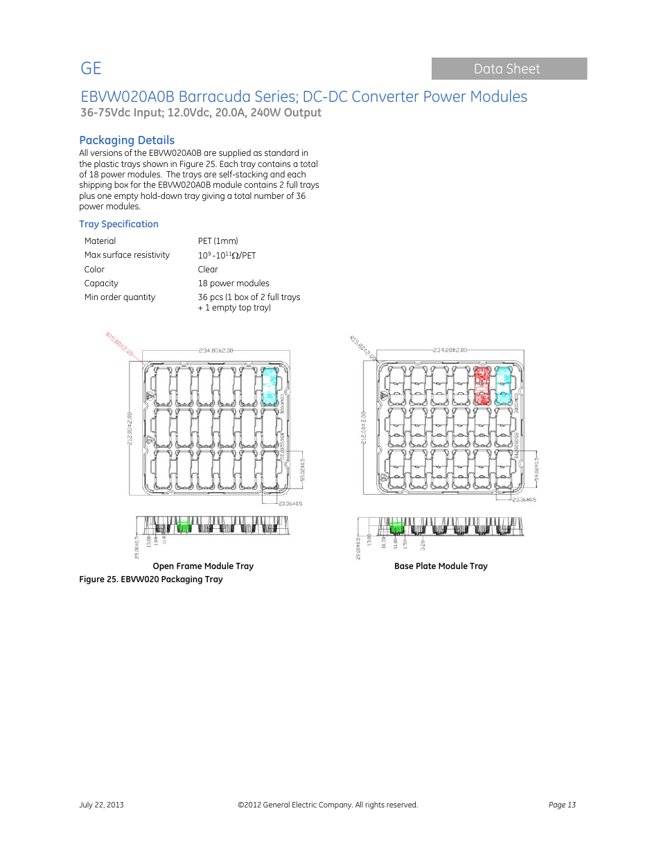 Data sheet | GE Industrial Solutions EBVW020A0B Barracuda Series User Manual | Page 13 / 18