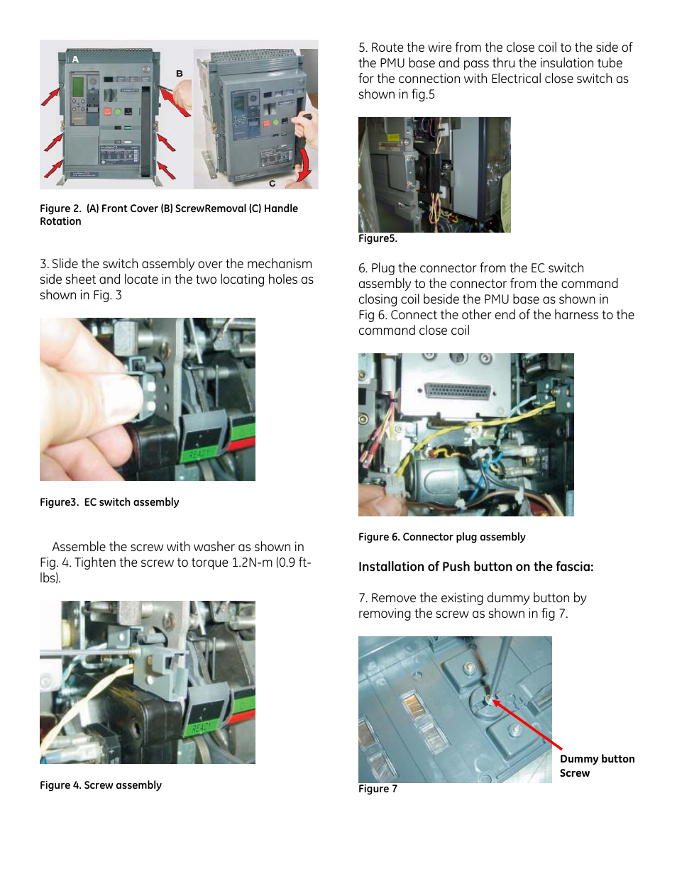 Figure 4. screw assembly, Figure 6. connector plug assembly, Figure 7 | GE Industrial Solutions EntelliGuard G Electrical close switch User Manual | Page 2 / 4