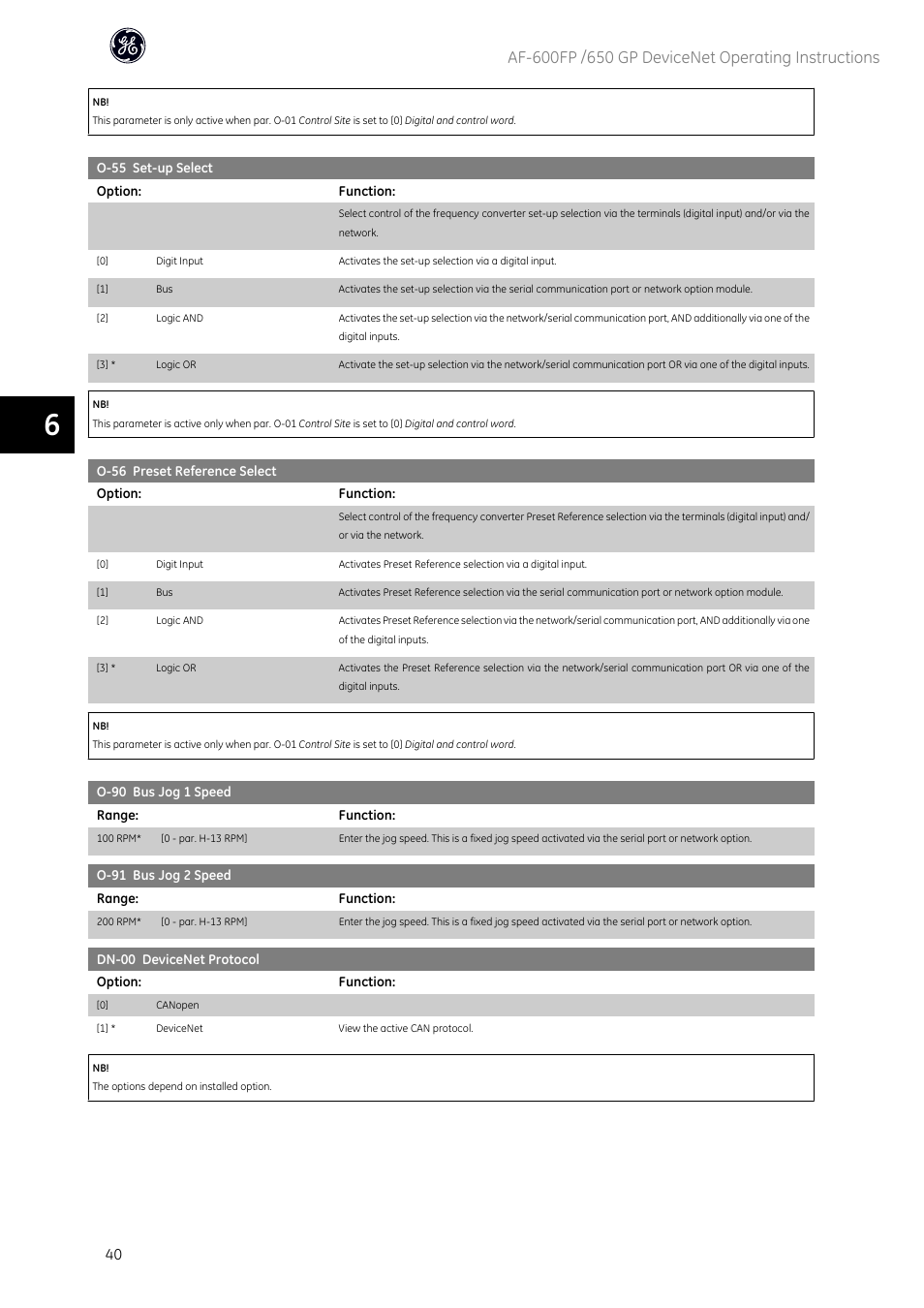 To par. o-56 preset ref- erence select | GE Industrial Solutions AF-650 GP DeviceNet User Manual | Page 41 / 59