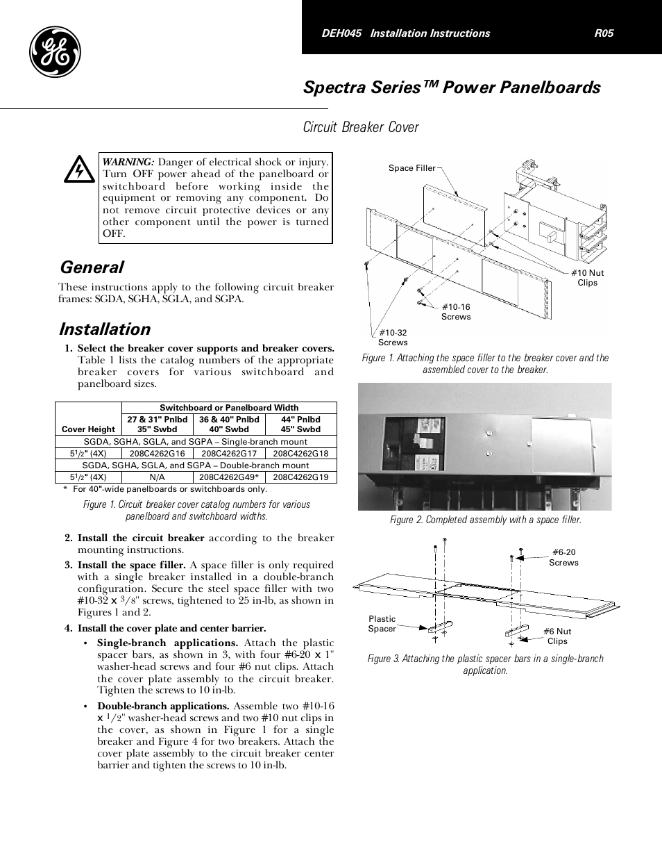 GE Industrial Solutions Spectra Series Power Panelboards SGDA, SGHA, SGLA, and SGPA User Manual | 2 pages