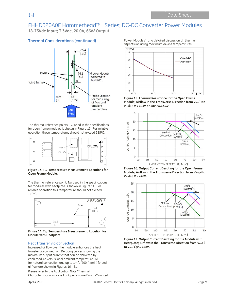 Ehhd020, 0a0f ha, Ammerhe | Ead™ s, Series; dc, C-dc co, Nverter p, Power m, Modules, Data she | GE Industrial Solutions EHHD020A0F Hammerhead Series User Manual | Page 9 / 20