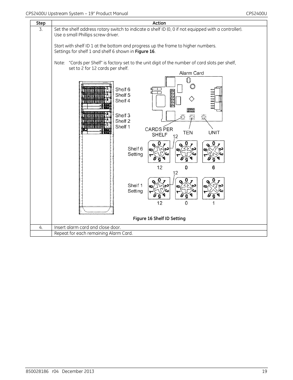 Figure 16 shelf id setting | GE Industrial Solutions CPS2400U User Manual | Page 19 / 48