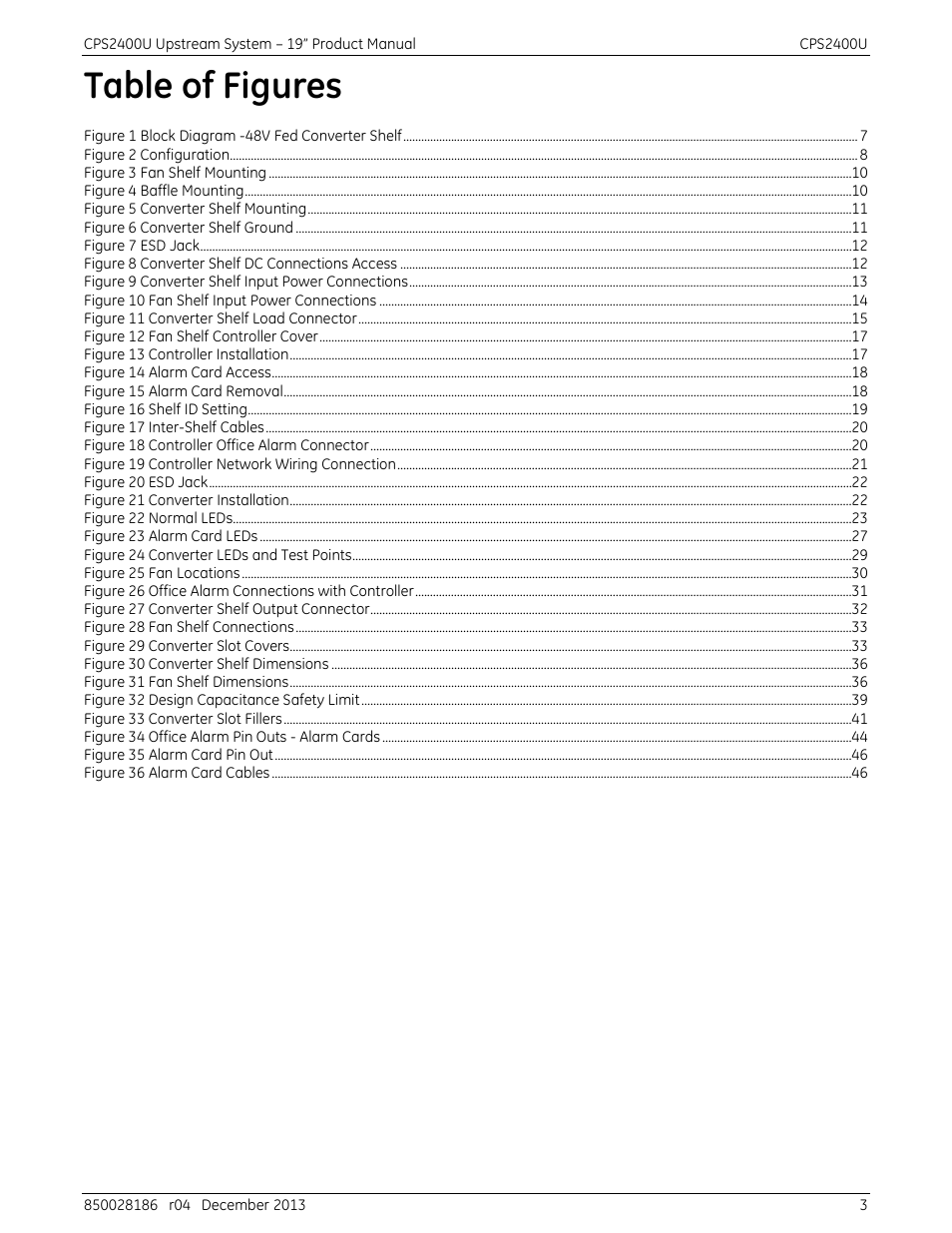 Table of figures | GE Industrial Solutions CPS2400U User Manual | Page 3 / 48