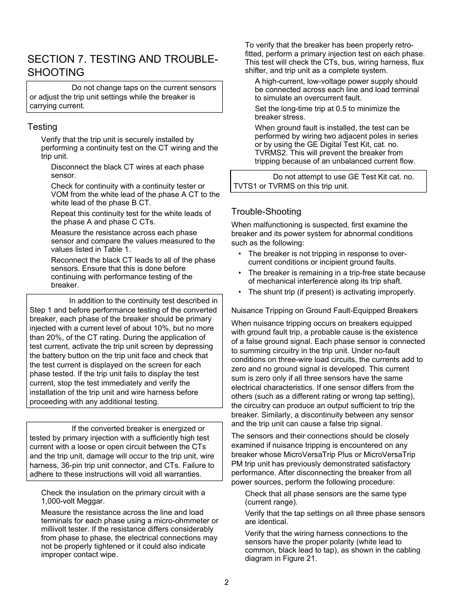 GE Industrial Solutions MicroVersaTrip Plus and MicroVersaTrip PM ITE KD3000 and KE4000 User Manual | Page 2 / 6