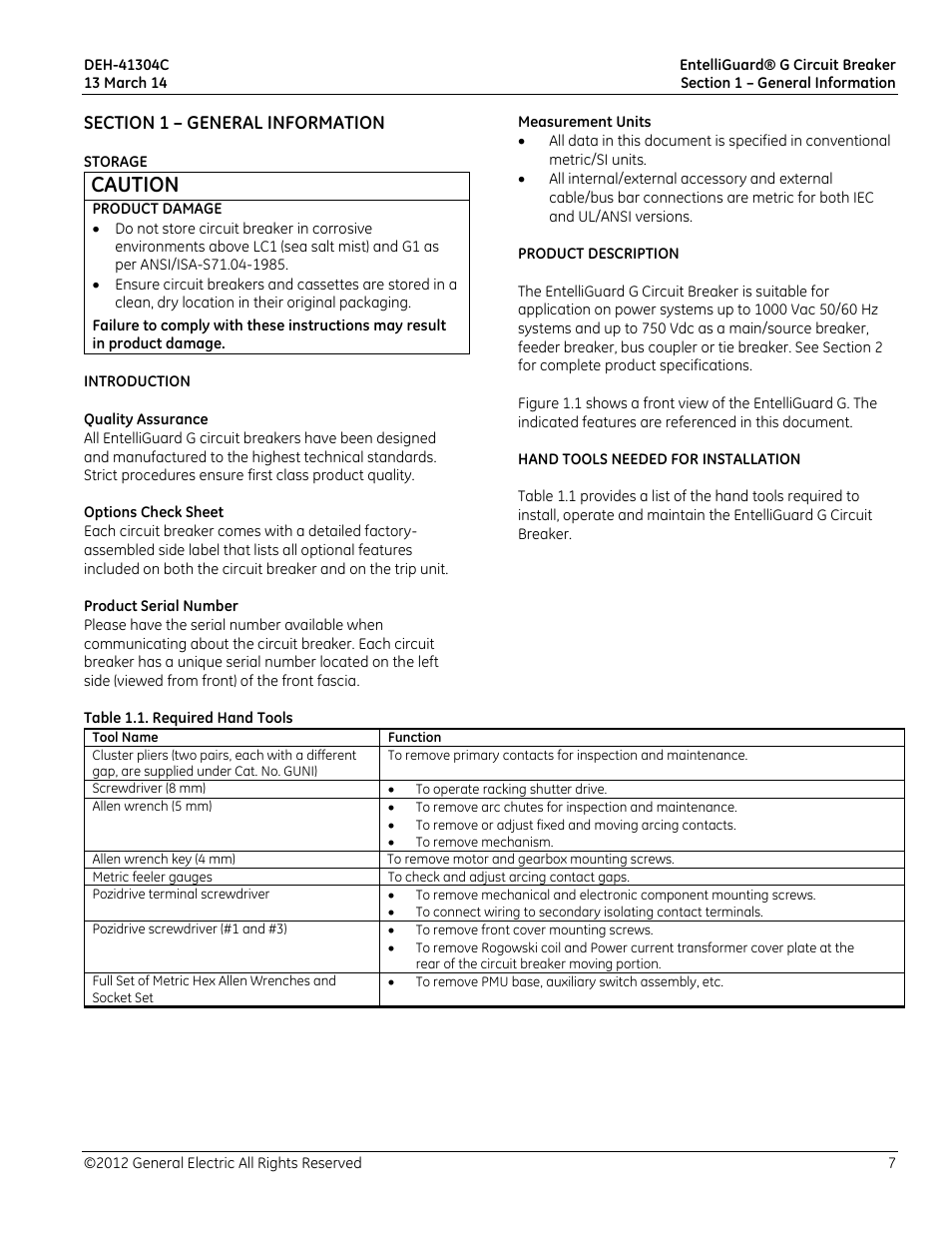 Caution | GE Industrial Solutions EntelliGuard G User Manual | Page 7 / 43