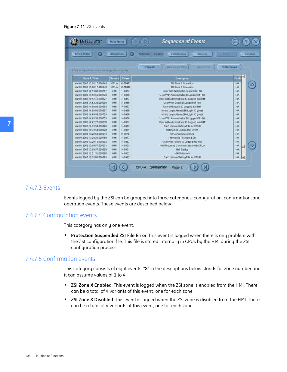 3 events, 4 configuration events, 5 confirmation events | GE Industrial Solutions Entellisys System User Manual User Manual | Page 108 / 238
