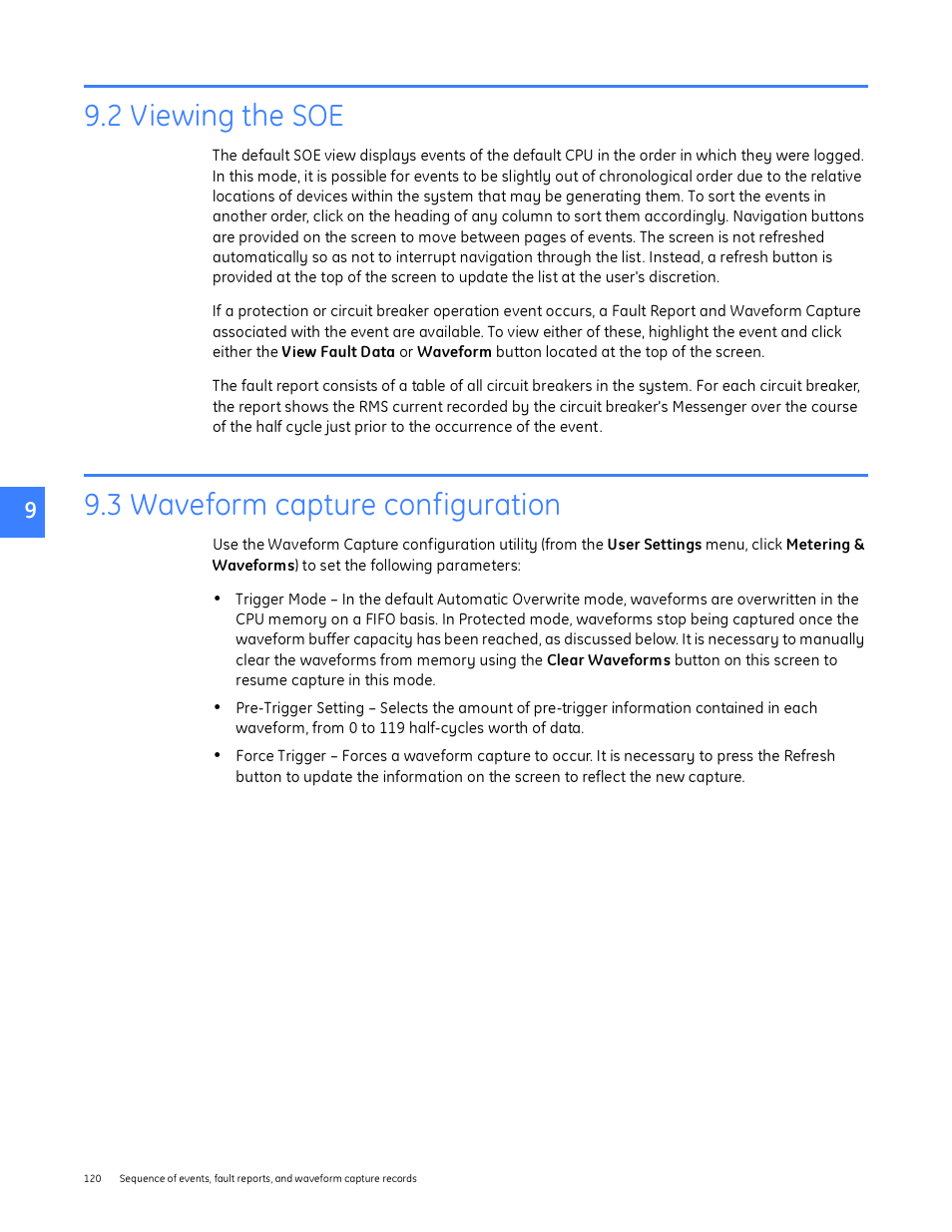 2 viewing the soe, 3 waveform capture configuration | GE Industrial Solutions Entellisys System User Manual User Manual | Page 120 / 238