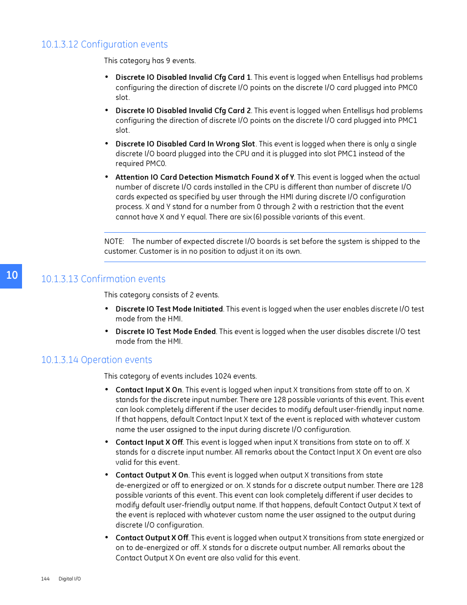 12 configuration events, 13 confirmation events, 14 operation events | GE Industrial Solutions Entellisys System User Manual User Manual | Page 144 / 238
