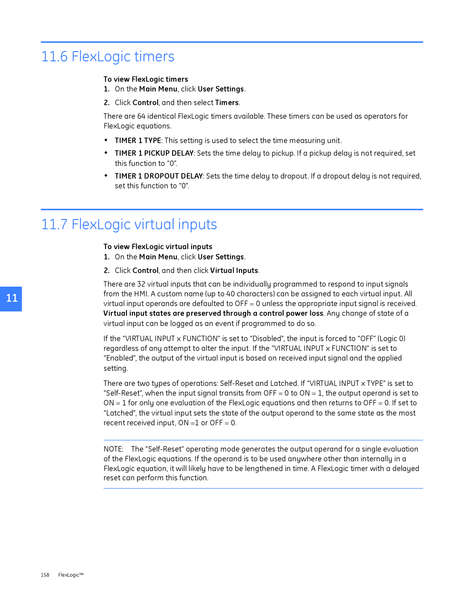 6 flexlogic timers, 7 flexlogic virtual inputs, 6 flexlogic timers 11.7 flexlogic virtual inputs | GE Industrial Solutions Entellisys System User Manual User Manual | Page 158 / 238