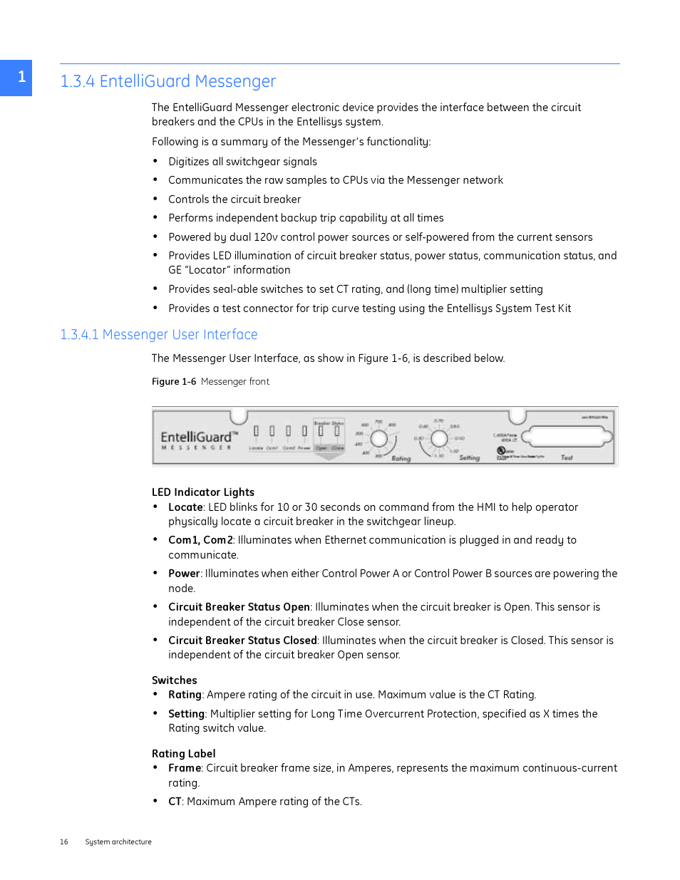 4 entelliguard messenger, 1 messenger user interface | GE Industrial Solutions Entellisys System User Manual User Manual | Page 16 / 238