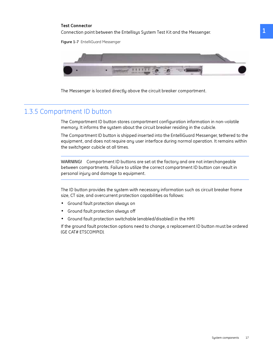 5 compartment id button | GE Industrial Solutions Entellisys System User Manual User Manual | Page 17 / 238