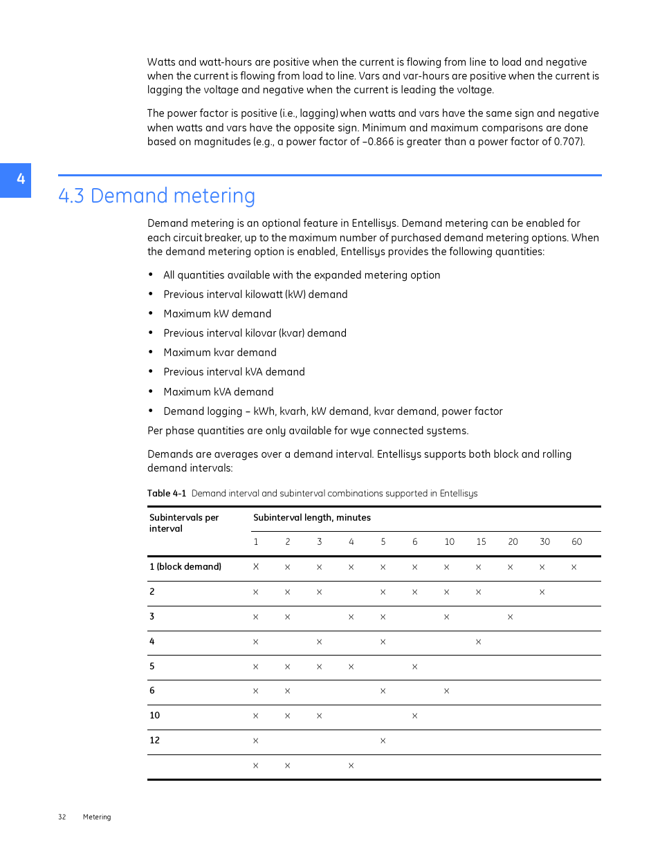 3 demand metering | GE Industrial Solutions Entellisys System User Manual User Manual | Page 32 / 238