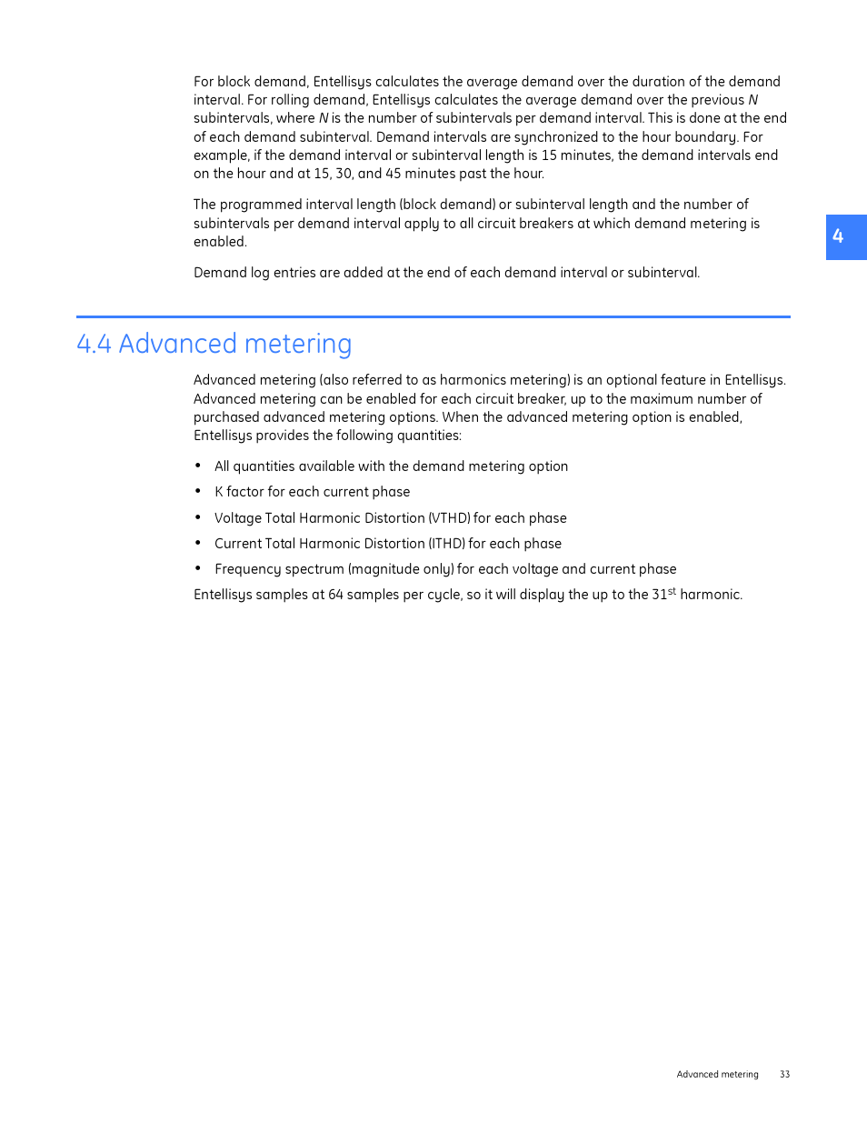 4 advanced metering | GE Industrial Solutions Entellisys System User Manual User Manual | Page 33 / 238