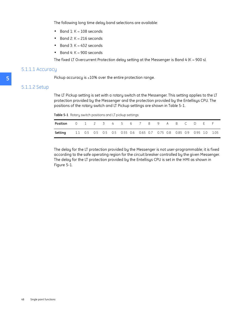 1 accuracy, 2 setup, 1 accuracy 5.1.1.2 setup | GE Industrial Solutions Entellisys System User Manual User Manual | Page 48 / 238