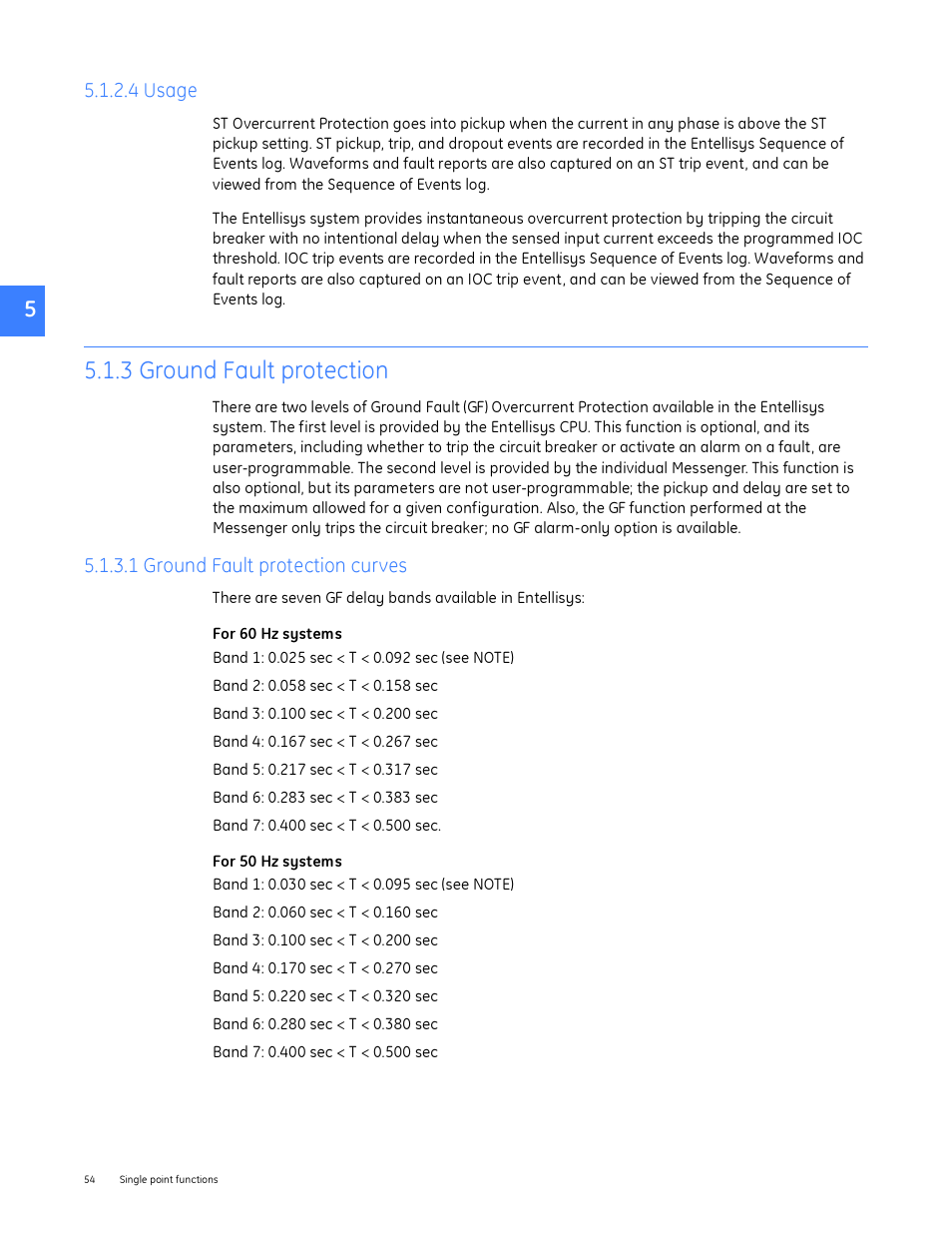 4 usage, 3 ground fault protection, 1 ground fault protection curves | GE Industrial Solutions Entellisys System User Manual User Manual | Page 54 / 238