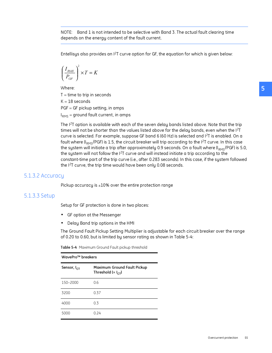 2 accuracy, 3 setup, 2 accuracy 5.1.3.3 setup | GE Industrial Solutions Entellisys System User Manual User Manual | Page 55 / 238
