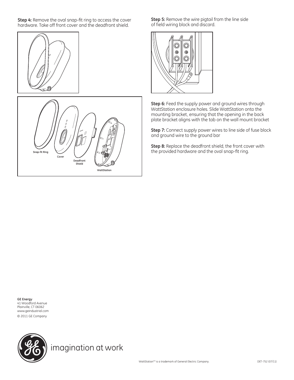 Imagination at work | GE Industrial Solutions WattStation Wall Mount Hardwired Version User Manual | Page 2 / 2