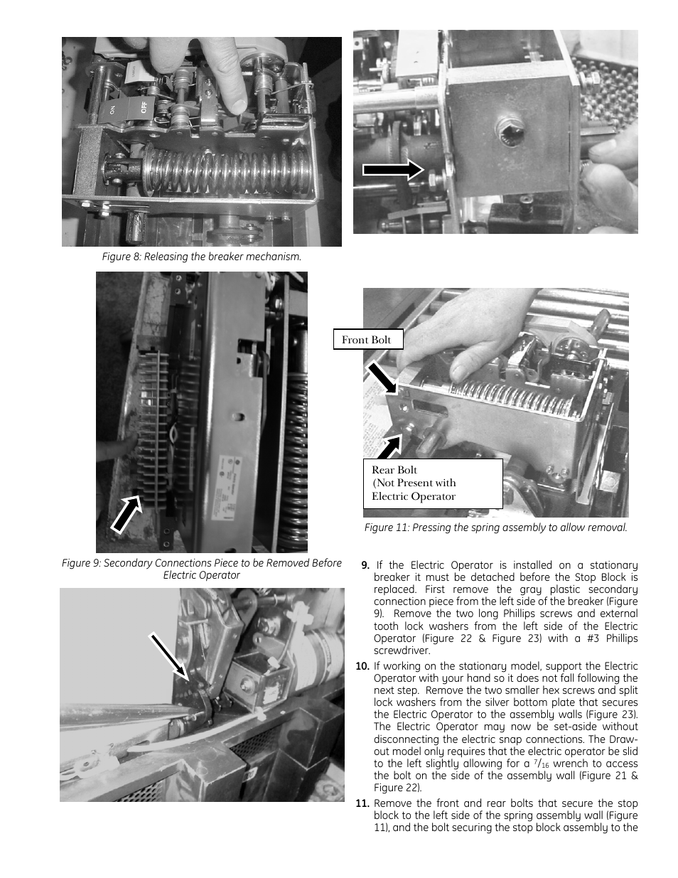 In figure 8, Figure 10). while hol, N in figure 11 | GE Industrial Solutions Power Break II Replacment Stop Block Kit User Manual | Page 3 / 7