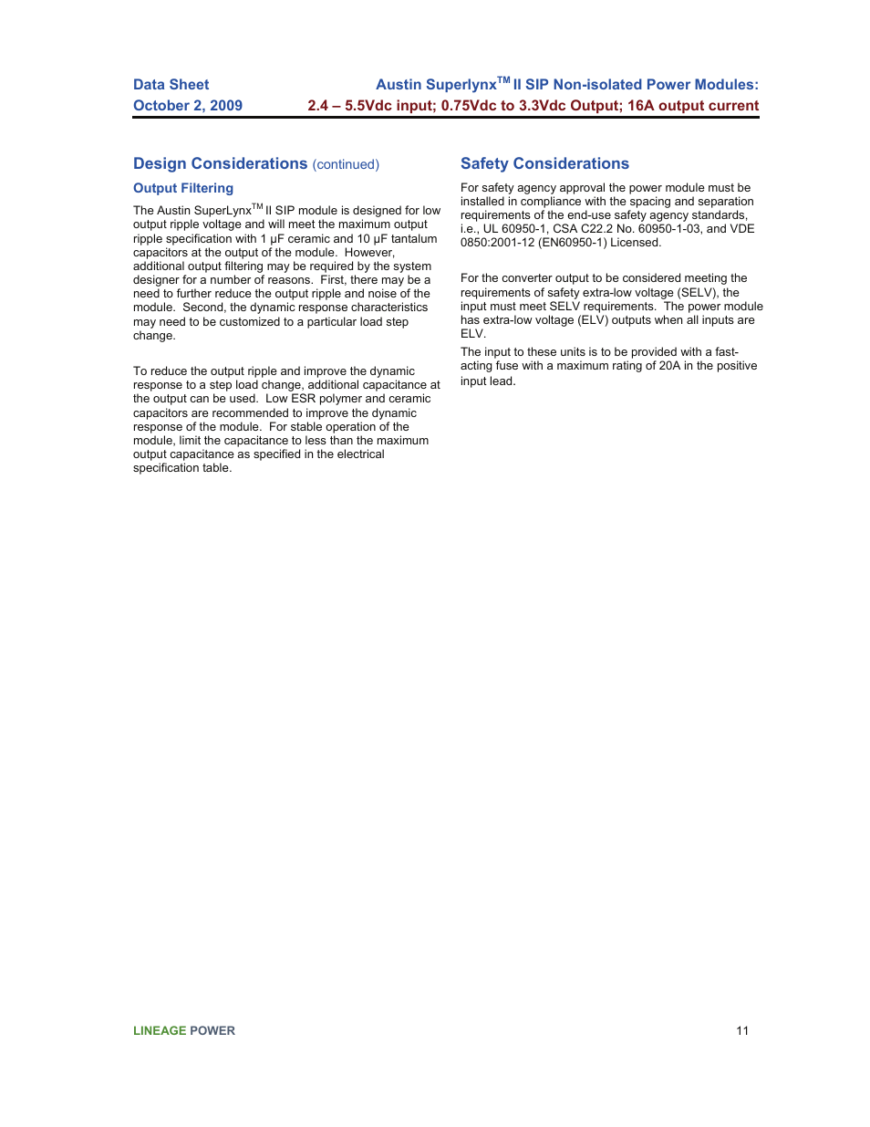 GE Industrial Solutions Austin Superlynx II SIP User Manual | Page 11 / 19