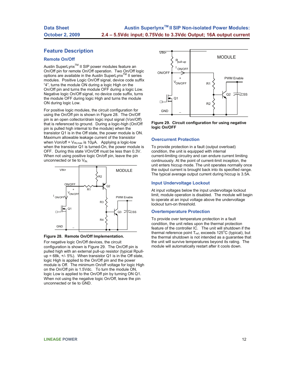 Feature description, Austin superlynx | GE Industrial Solutions Austin Superlynx II SIP User Manual | Page 12 / 19