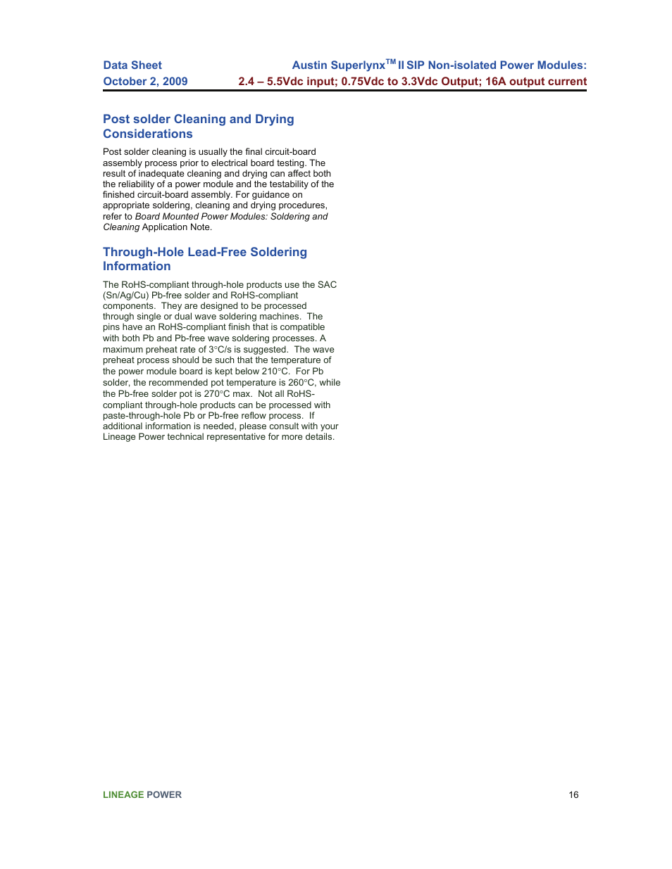 GE Industrial Solutions Austin Superlynx II SIP User Manual | Page 16 / 19