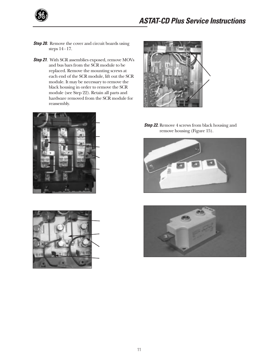 Astat-cd plus service instructions | GE Industrial Solutions ASTAT-CD Plus Solid-State Starters User Manual | Page 11 / 32