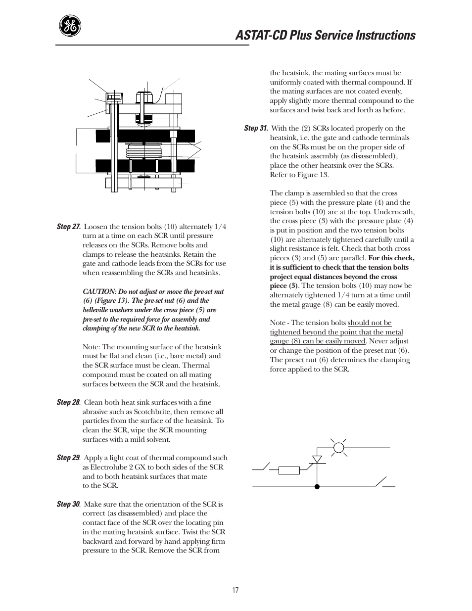 Astat-cd plus service instructions | GE Industrial Solutions ASTAT-CD Plus Solid-State Starters User Manual | Page 17 / 32