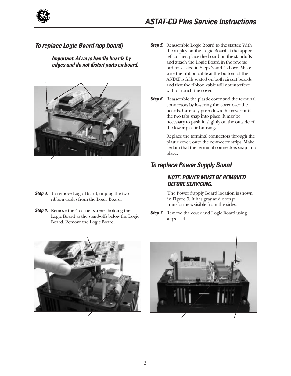 Astat-cd plus service instructions | GE Industrial Solutions ASTAT-CD Plus Solid-State Starters User Manual | Page 2 / 32