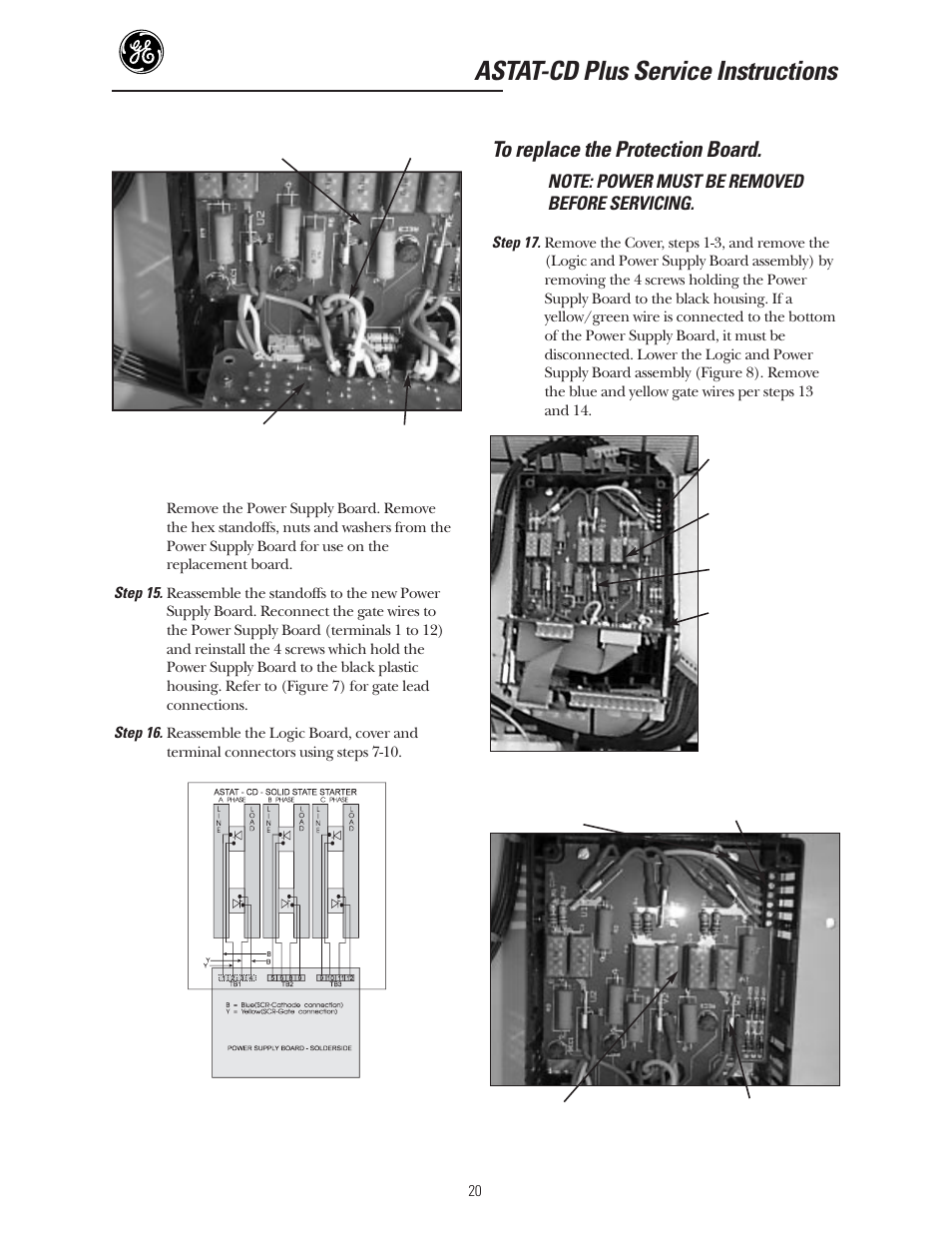 Astat-cd plus service instructions | GE Industrial Solutions ASTAT-CD Plus Solid-State Starters User Manual | Page 20 / 32