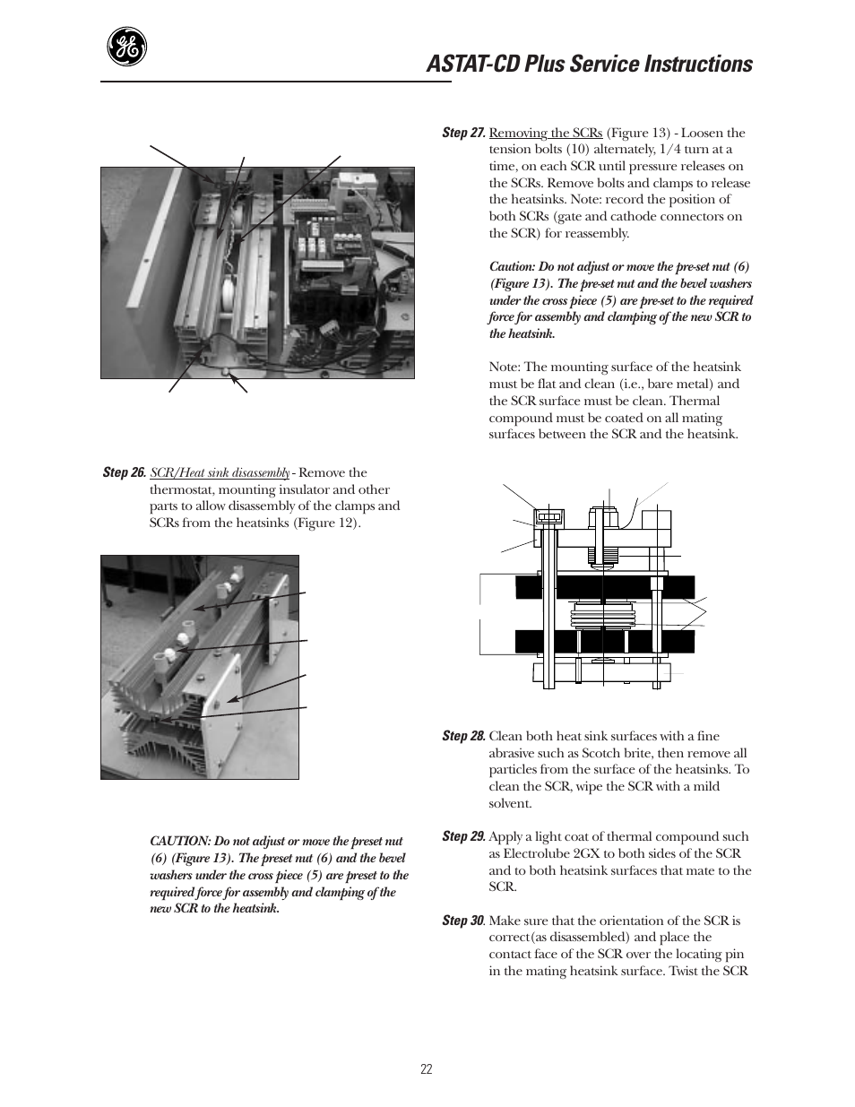 Astat-cd plus service instructions | GE Industrial Solutions ASTAT-CD Plus Solid-State Starters User Manual | Page 22 / 32