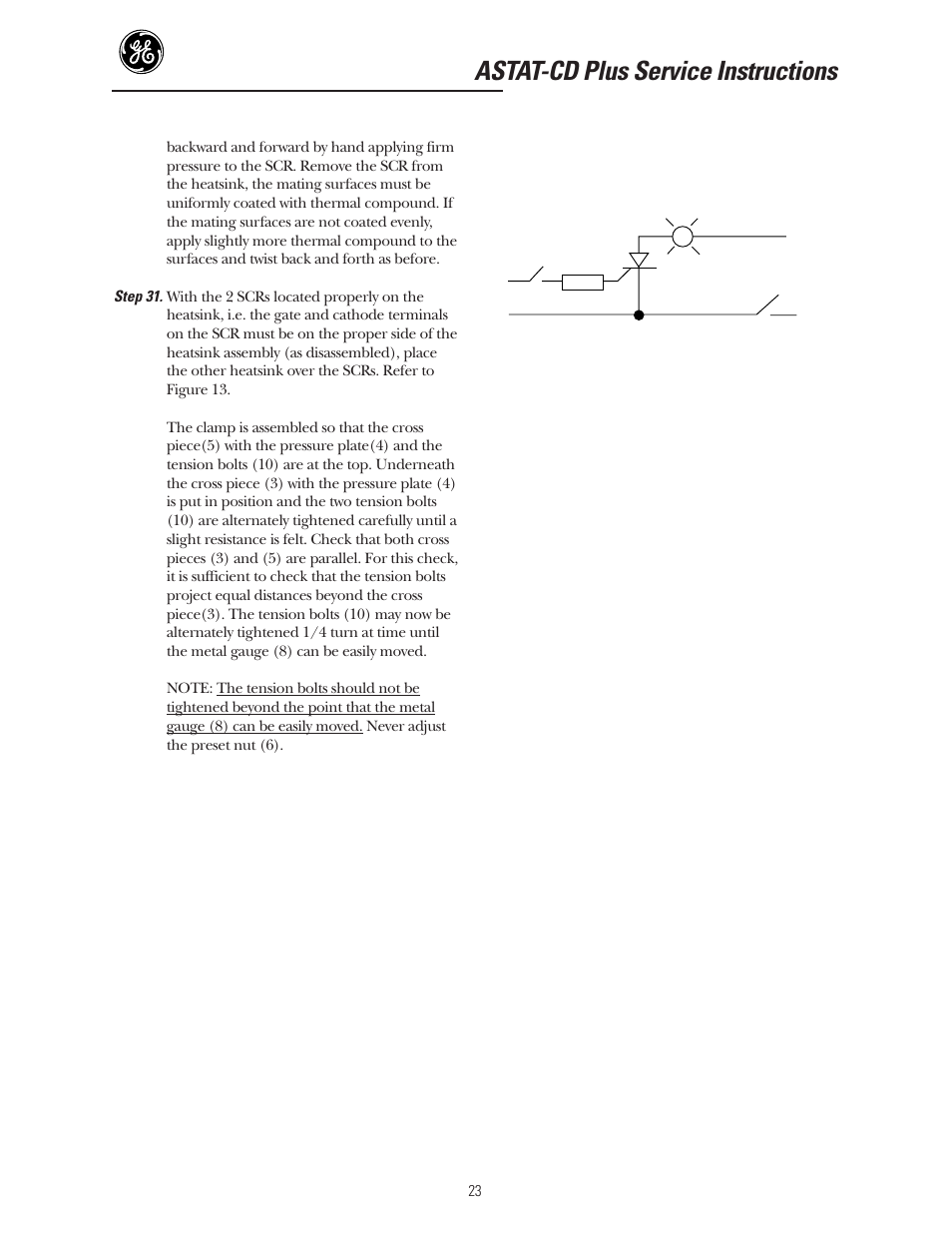Astat-cd plus service instructions | GE Industrial Solutions ASTAT-CD Plus Solid-State Starters User Manual | Page 23 / 32