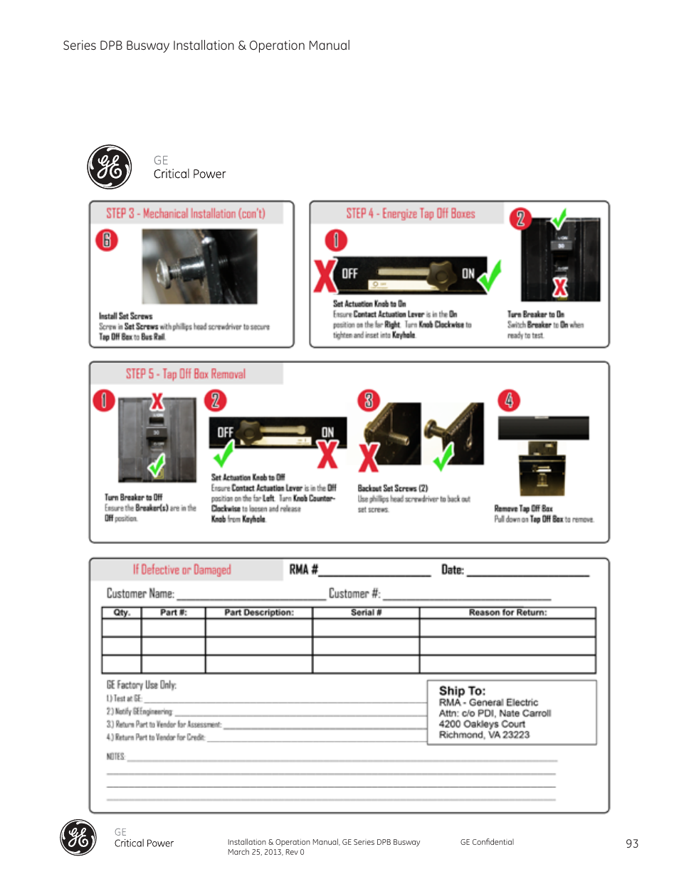 Series dpb busway installation & operation manual | GE Industrial Solutions GE Zenith Series DPB User Manual | Page 101 / 102