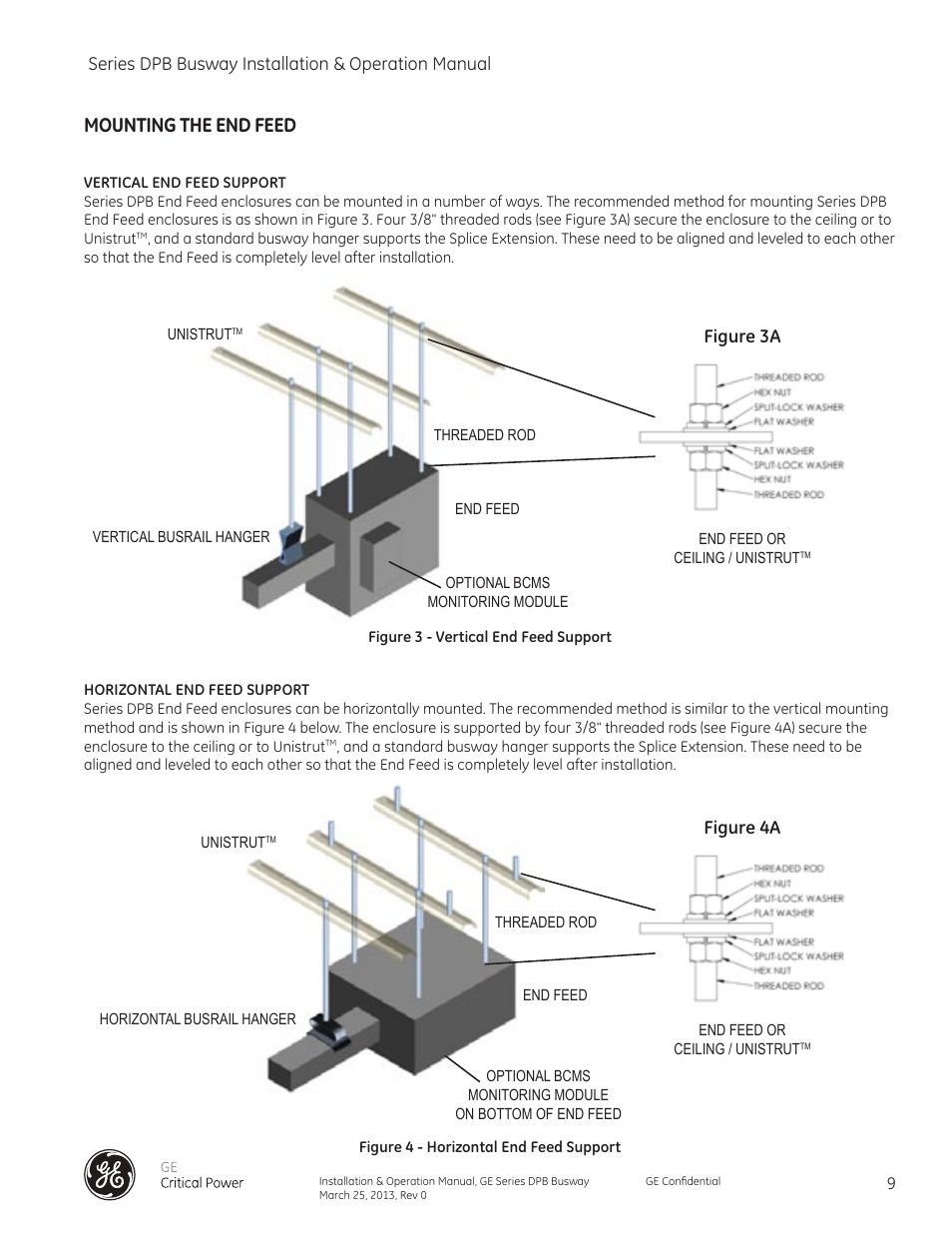 Mounting the end feed, Series dpb busway installation & operation manual, Figure 3a | Figure 4a | GE Industrial Solutions GE Zenith Series DPB User Manual | Page 17 / 102