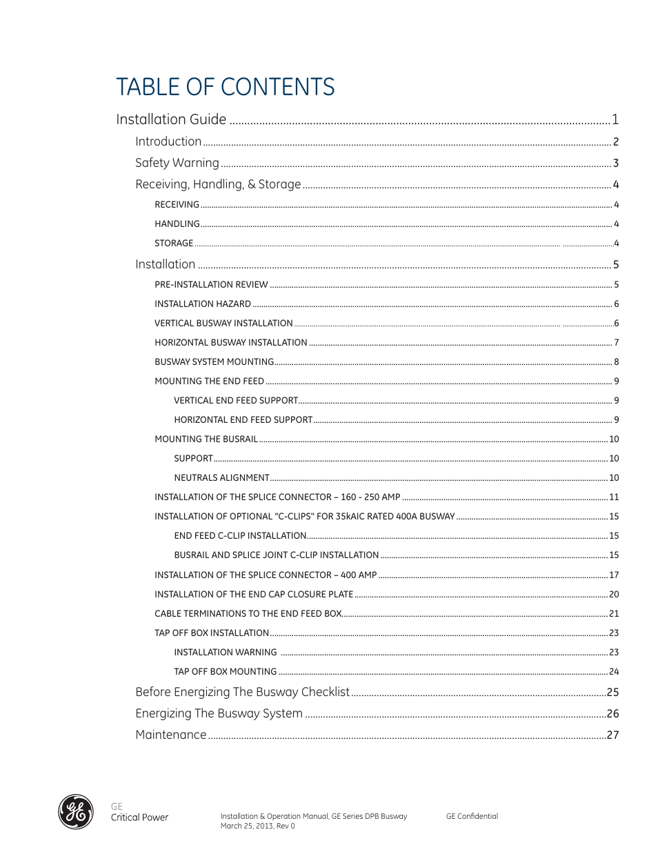 GE Industrial Solutions GE Zenith Series DPB User Manual | Page 3 / 102