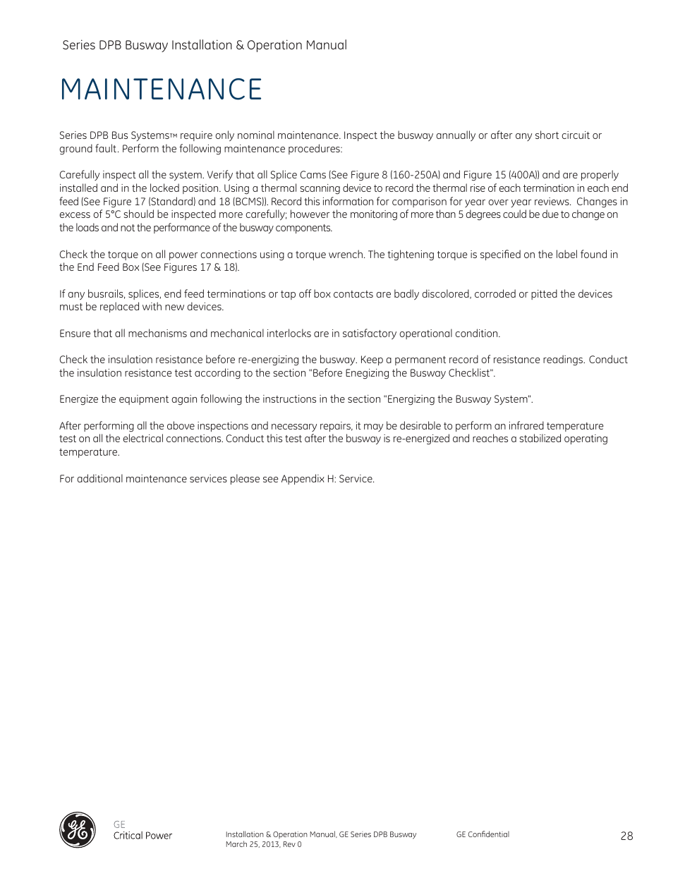 Maintenance | GE Industrial Solutions GE Zenith Series DPB User Manual | Page 36 / 102