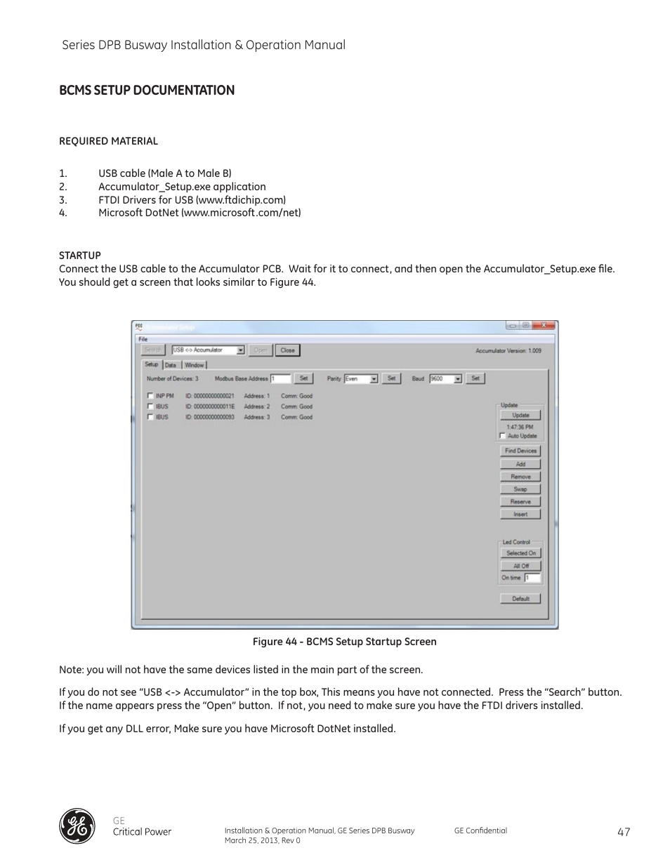Bcms setup documentation | GE Industrial Solutions GE Zenith Series DPB User Manual | Page 55 / 102