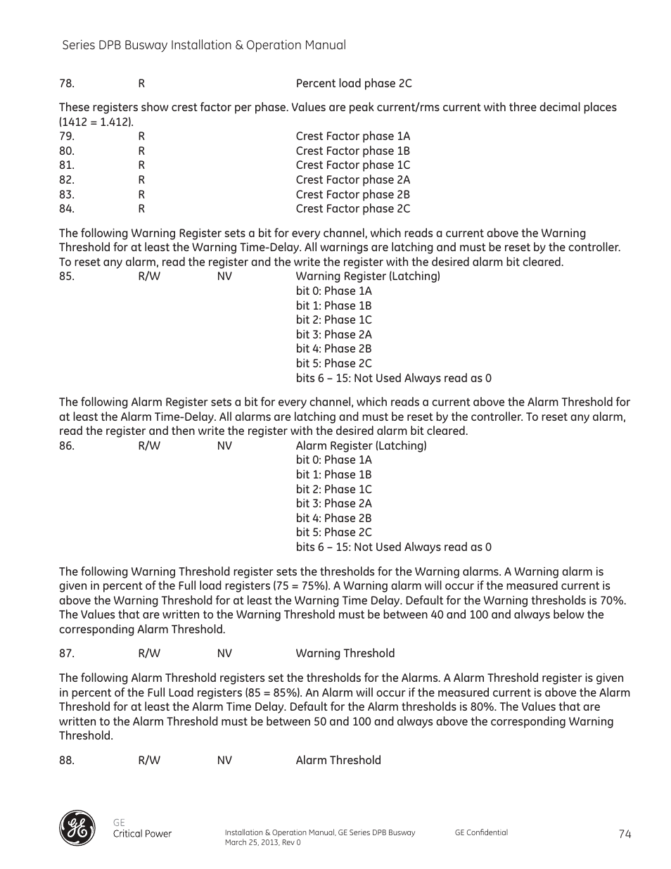 GE Industrial Solutions GE Zenith Series DPB User Manual | Page 82 / 102