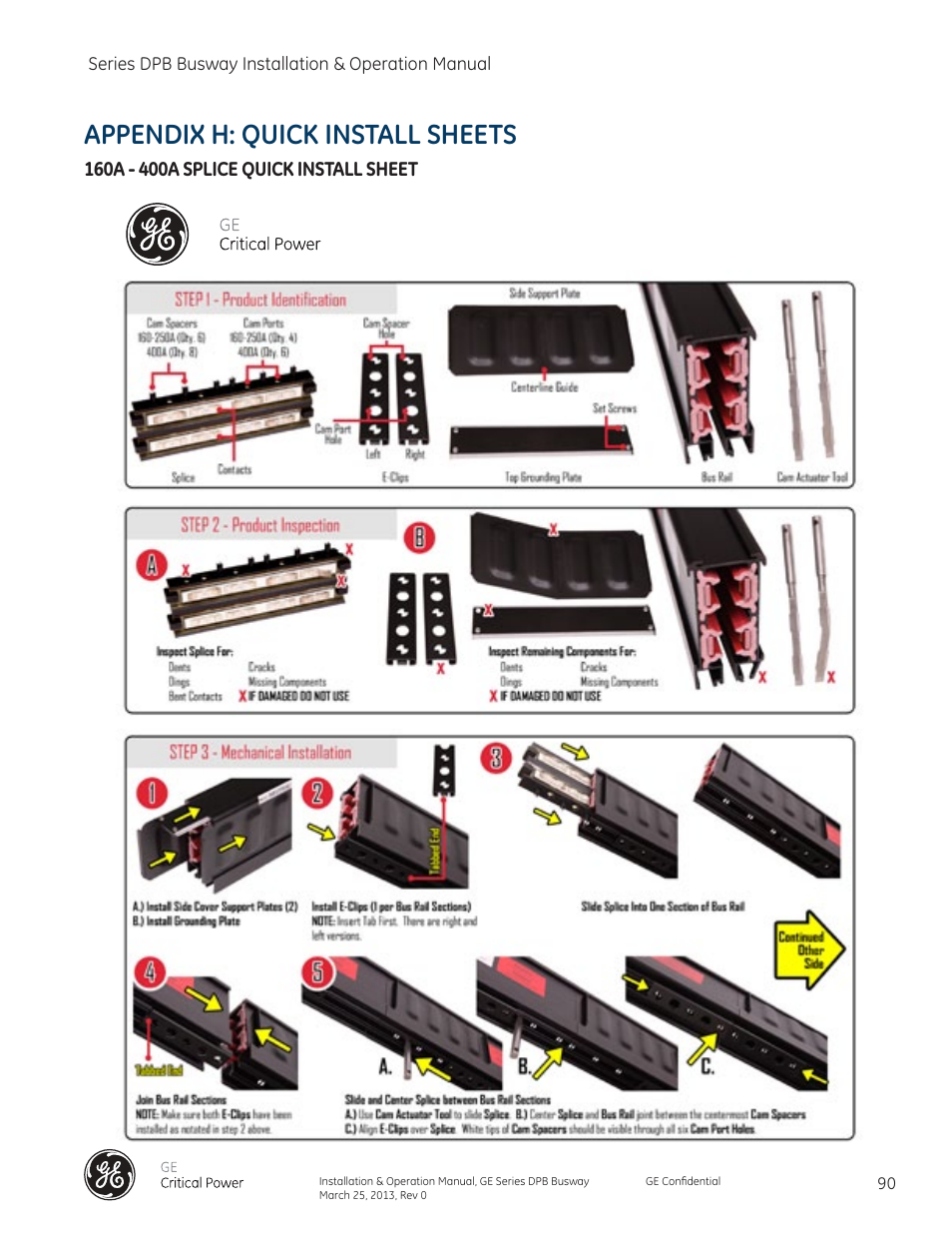 Appendix h: quick install sheets | GE Industrial Solutions GE Zenith Series DPB User Manual | Page 98 / 102